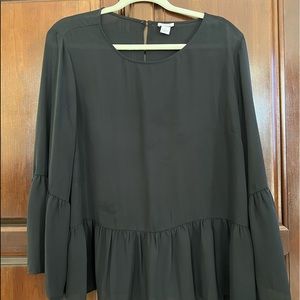 COPY - J. CREW Bell Sleeve Blouse in Black - Size XXL